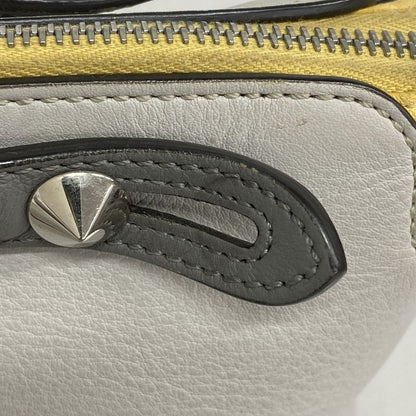 Fendi Handbag By-the-way Leather Gray Yellow Pink Silver Hardware 2way Bag