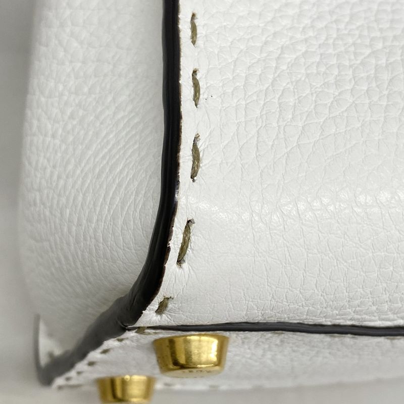 Fendi Handbag Selleria Peekaboo Leather White Gold Hardware 2way Bag Ladies