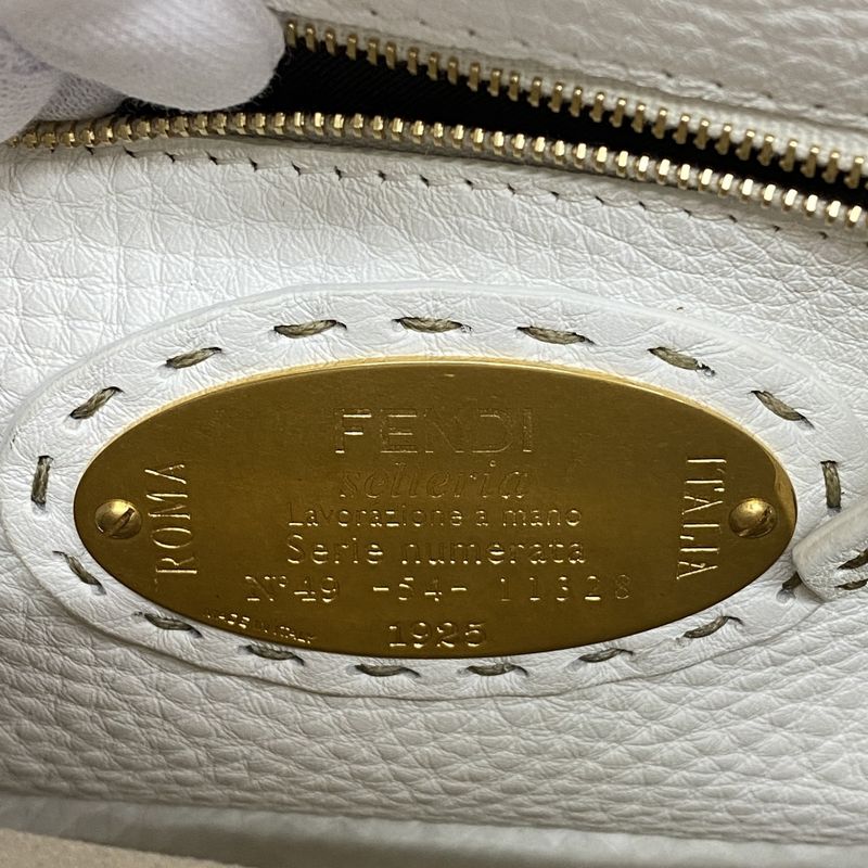 Fendi Handbag Selleria Peekaboo Leather White Gold Hardware 2way Bag Ladies