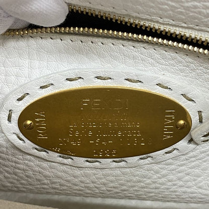 Fendi Handbag Selleria Peekaboo Leather White Gold Hardware 2way Bag Ladies