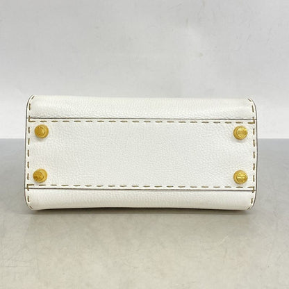 Fendi Handbag Selleria Peekaboo Leather White Gold Hardware 2way Bag Ladies