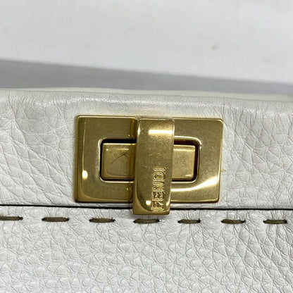 Fendi Handbag Selleria Peekaboo Leather White Gold Hardware 2way Bag Ladies