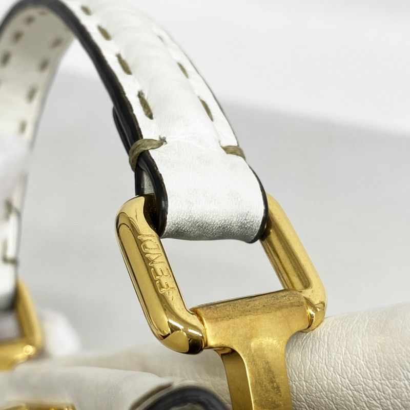 Fendi Handbag Selleria Peekaboo Leather White Gold Hardware 2way Bag Ladies