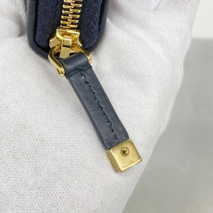 Christian Dior Long Wallet Oblique Canvas Navy Gold Hardware Women
