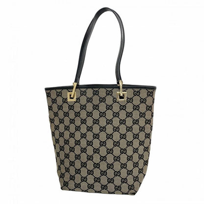 Gucci Tote Bag GG Canvas 002 1099 Canvas Beige Black Chien Pan Gold Hardware