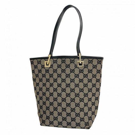 Gucci Tote Bag GG Canvas 002 1099 Canvas Beige Black Chien Pan Gold Hardware