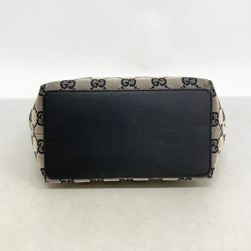 Gucci Tote Bag GG Canvas 002 1099 Canvas Beige Black Chien Pan Gold Hardware