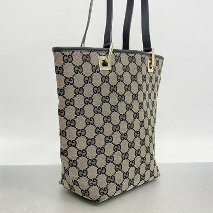Gucci Tote Bag GG Canvas 002 1099 Canvas Beige Black Chien Pan Gold Hardware