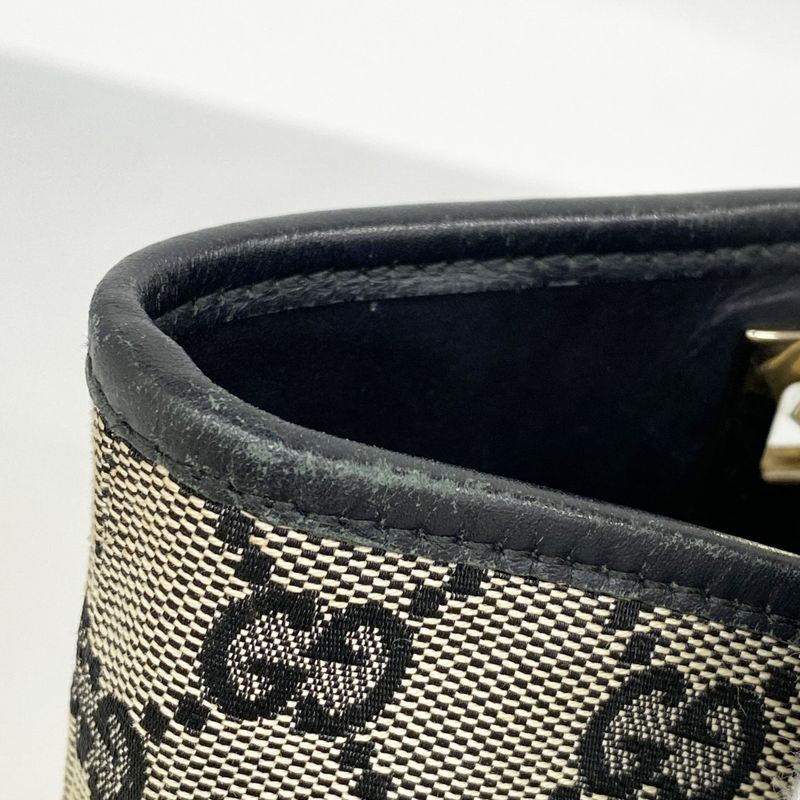 Gucci Tote Bag GG Canvas 002 1099 Canvas Beige Black Chien Pan Gold Hardware