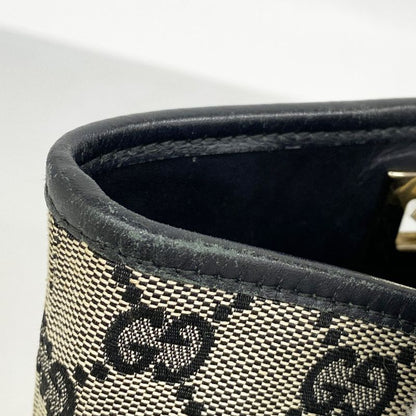 Gucci Tote Bag GG Canvas 002 1099 Canvas Beige Black Chien Pan Gold Hardware
