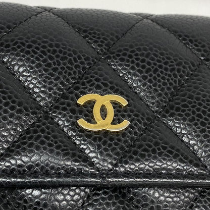 Chanel Long Wallet Matelasse Caviar Skin Black Gold Hardware Women