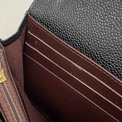 Chanel Long Wallet Matelasse Caviar Skin Black Gold Hardware Women