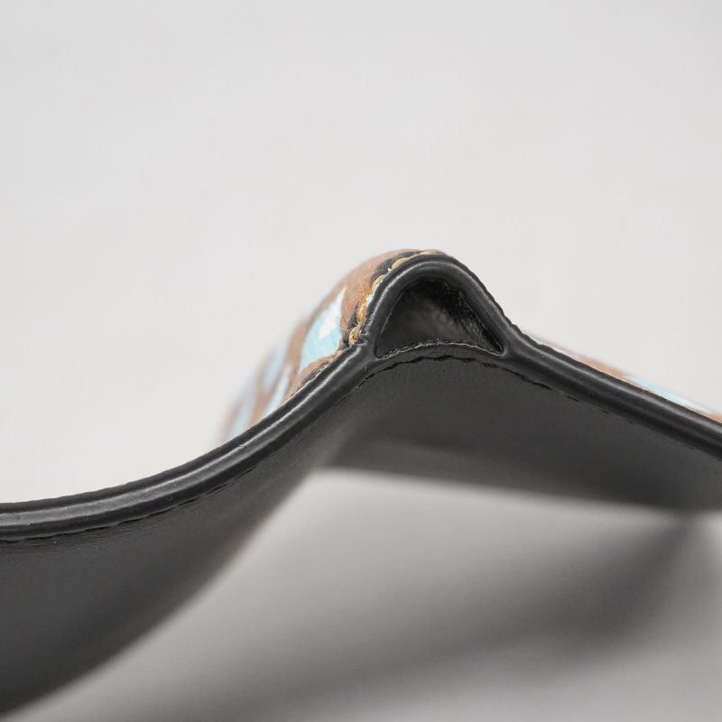 Fendi Trifold Wallet F Is Leather Brown Blue Gold Hardware Women's