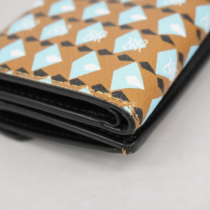 Fendi Trifold Wallet F Is Leather Brown Blue Gold Hardware Women's