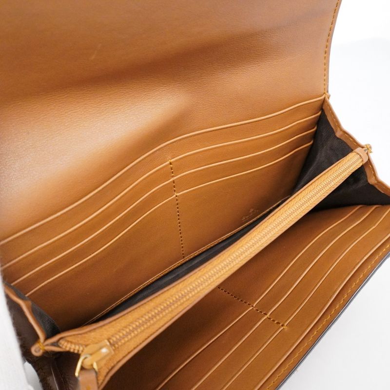 Gucci Long Wallet Horsebit 382274 Suede Brown Gold Hardware Women