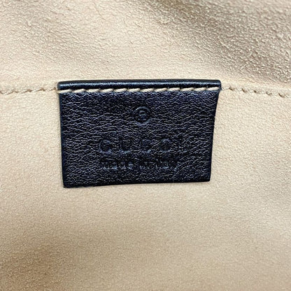 Gucci Shoulder Bag GG Marmont 447632 Leather Black Gold Hardware Women