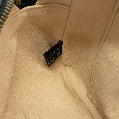 Gucci Shoulder Bag GG Marmont 447632 Leather Black Gold Hardware Women