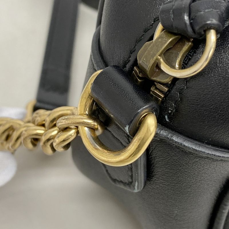 Gucci Shoulder Bag GG Marmont 447632 Leather Black Gold Hardware Women