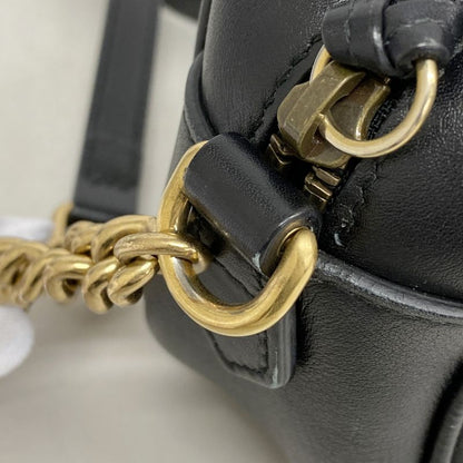 Gucci Shoulder Bag GG Marmont 447632 Leather Black Gold Hardware Women