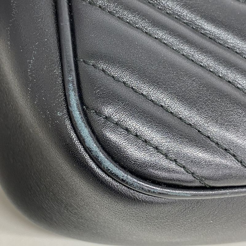 Gucci Shoulder Bag GG Marmont 447632 Leather Black Gold Hardware Women