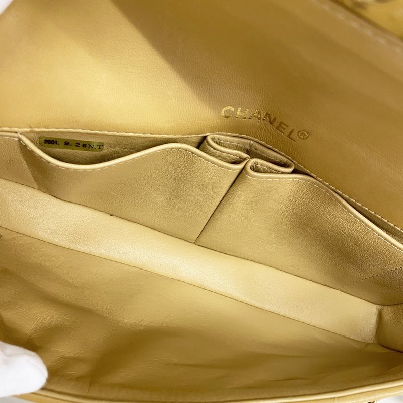 Chanel Shoulder Bag Choco Bar Lambskin Brown Gold Hardware Women