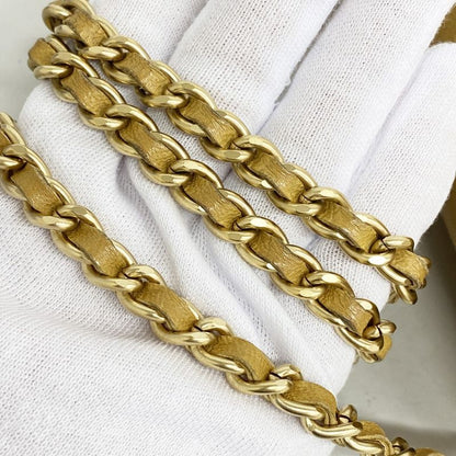 Chanel Shoulder Bag Choco Bar Lambskin Brown Gold Hardware Women