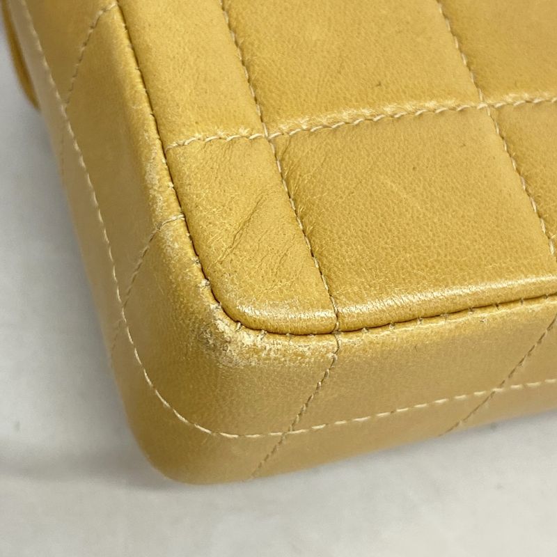 Chanel Shoulder Bag Choco Bar Lambskin Brown Gold Hardware Women