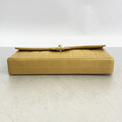 Chanel Shoulder Bag Choco Bar Lambskin Brown Gold Hardware Women