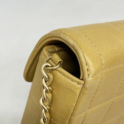 Chanel Shoulder Bag Choco Bar Lambskin Brown Gold Hardware Women