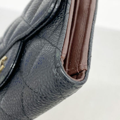 Chanel Trifold Wallet Matelasse Caviar Skin Black Gold Hardware Women