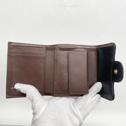 Chanel Trifold Wallet Matelasse Caviar Skin Black Gold Hardware Women