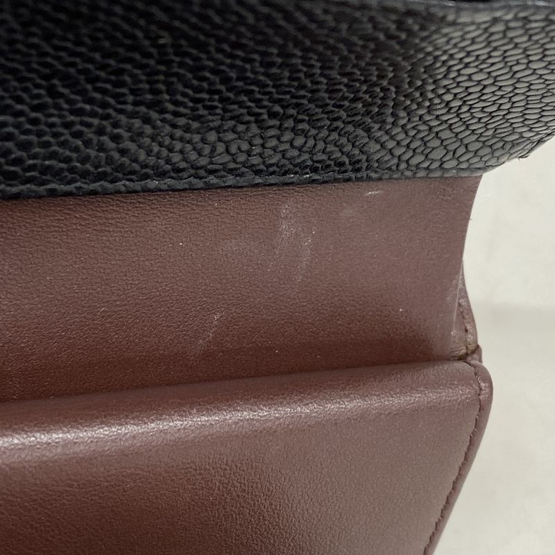 Chanel Trifold Wallet Matelasse Caviar Skin Black Gold Hardware Women