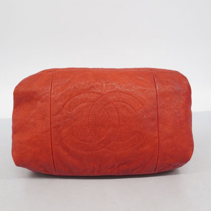 Chanel Shoulder Bag Matelasse Caviar Skin Red Silver Hardware Women