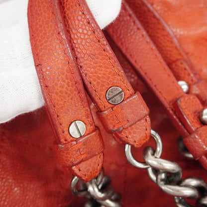 Chanel Shoulder Bag Matelasse Caviar Skin Red Silver Hardware Women