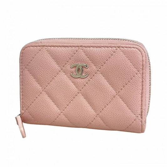 Chanel Coin Case Matelasse Caviar Skin Pink Silver Hardware Women