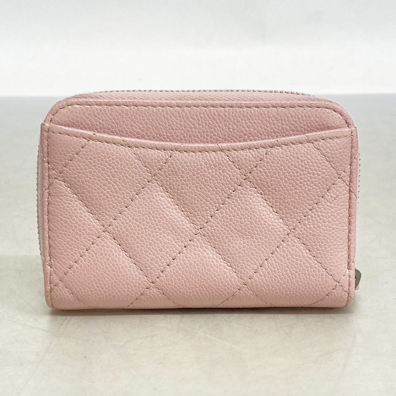 Chanel Coin Case Matelasse Caviar Skin Pink Silver Hardware Women