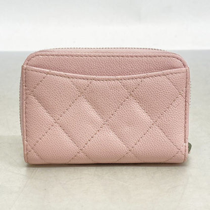 Chanel Coin Case Matelasse Caviar Skin Pink Silver Hardware Women