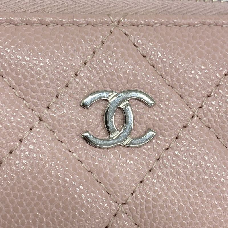 Chanel Coin Case Matelasse Caviar Skin Pink Silver Hardware Women