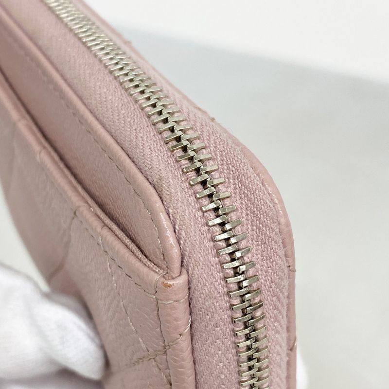 Chanel Coin Case Matelasse Caviar Skin Pink Silver Hardware Women