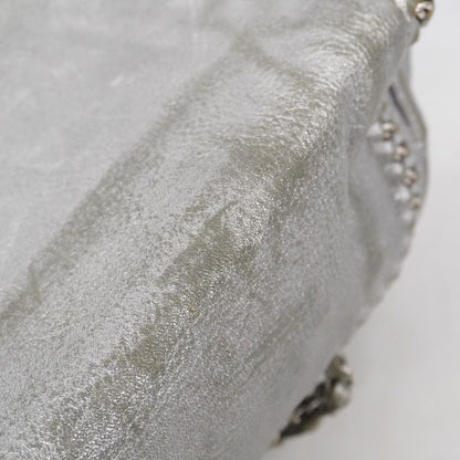 Chanel Shoulder Bag Luxury Leather Gray Silver Hardware Women