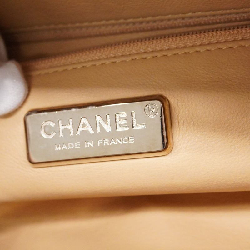 Chanel Shoulder Bag Luxury Leather Gray Silver Hardware Women