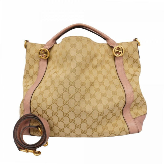 Gucci Handbag GG Canvas 323675 Canvas Beige Pink Gold Hardware 2way Bag Ladies