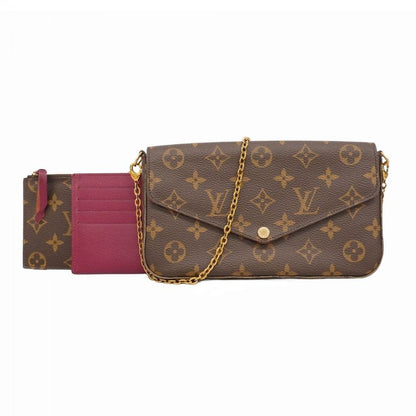 Louis Vuitton Shoulder Wallet Monogram Pochette Felicie M81896 Brown Fuchsia