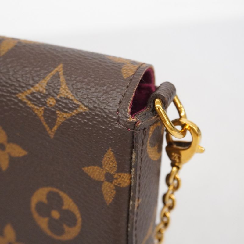 Louis Vuitton Shoulder Wallet Monogram Pochette Felicie M81896 Brown Fuchsia