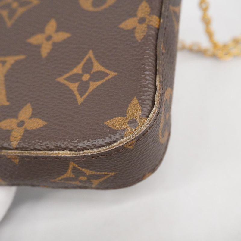 Louis Vuitton Shoulder Wallet Monogram Pochette Felicie M81896 Brown Fuchsia