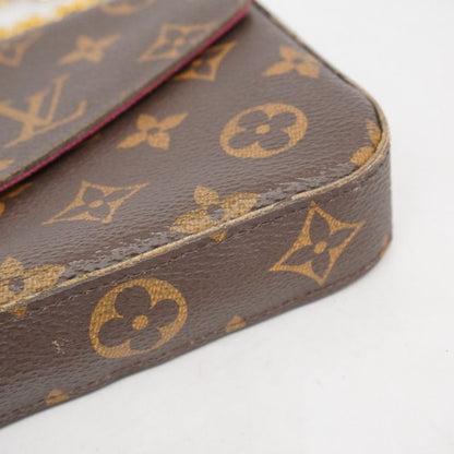 Louis Vuitton Shoulder Wallet Monogram Pochette Felicie M81896 Brown Fuchsia