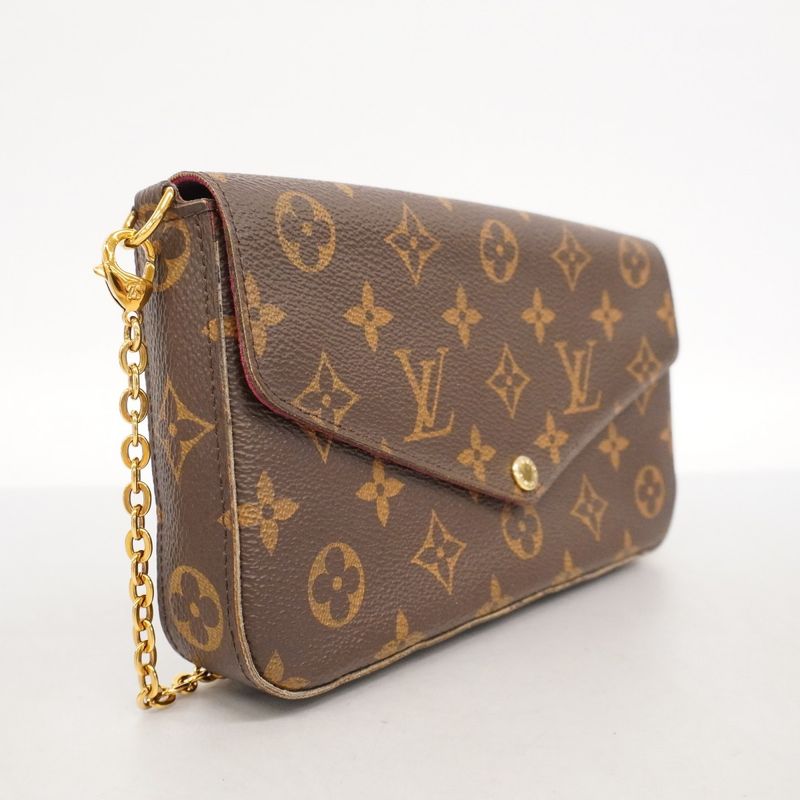 Louis Vuitton Shoulder Wallet Monogram Pochette Felicie M81896 Brown Fuchsia