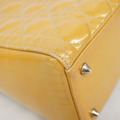 Christian Dior Handbag Canage Lady Dior Enamel Beige Silver Hardware 2way Bag