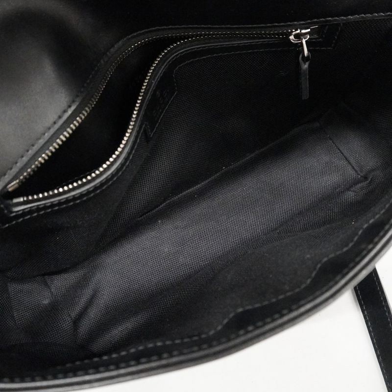 Gucci Shoulder Bag GG Marmont 443497 Leather Black Silver Hardware Women