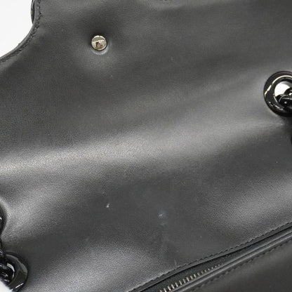 Gucci Shoulder Bag GG Marmont 443497 Leather Black Silver Hardware Women